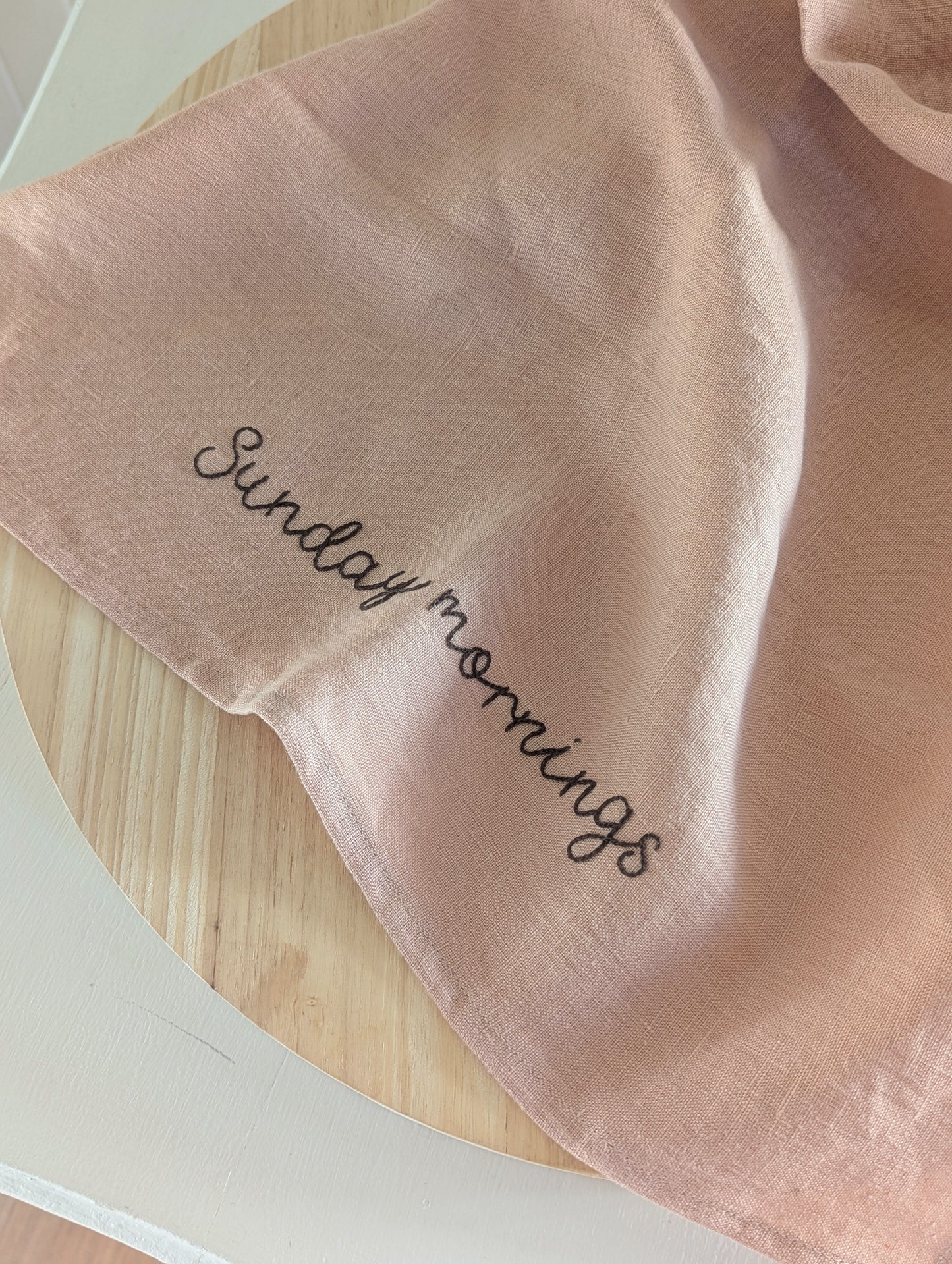 Peach Pink Linen T-Towel: Sunday mornings