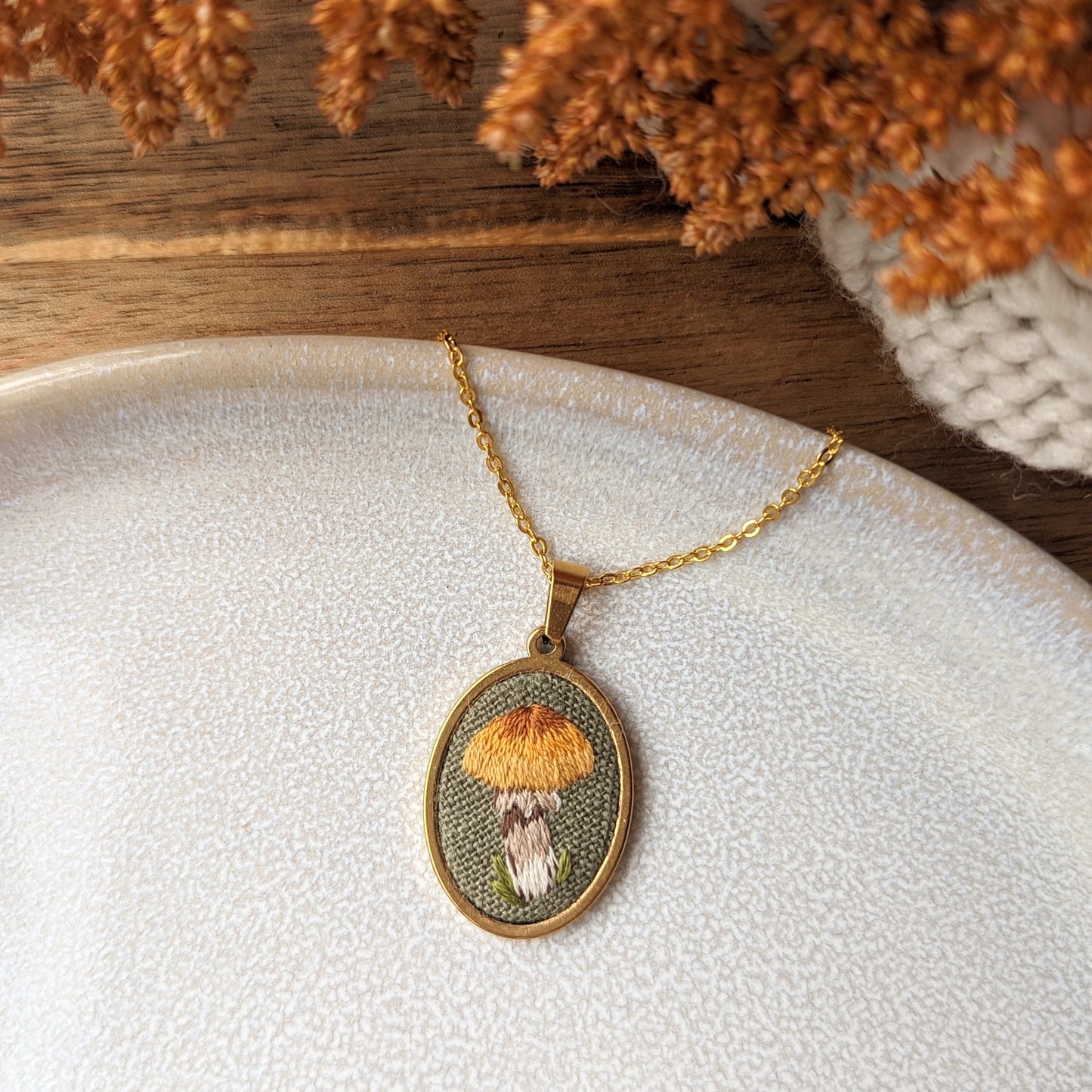 Yellow Mushroom Pendant