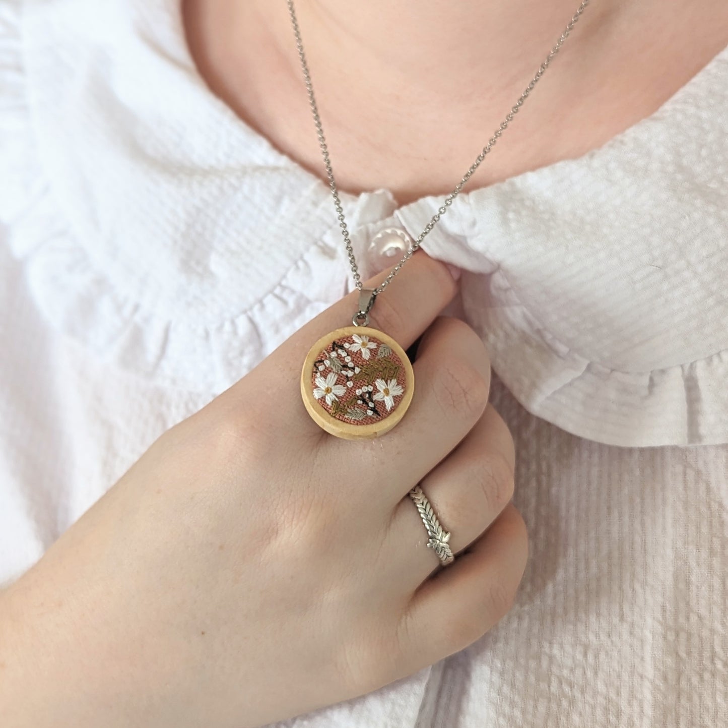 Pink Scattered Wildflowers Pendant