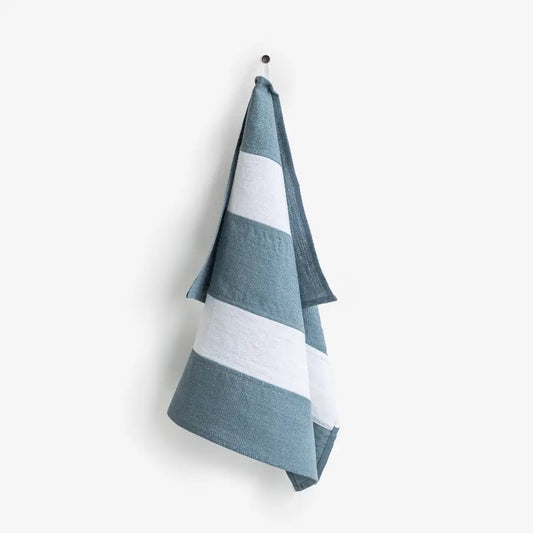 Zero-Waste Striped Linen T-Towel ~ Gray Blue