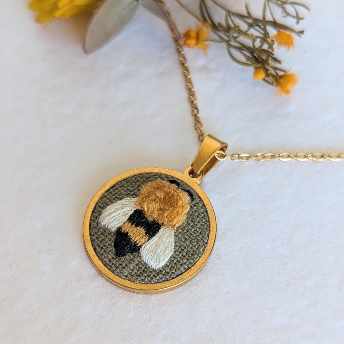 Small Fluffy Bee Pendant {II}