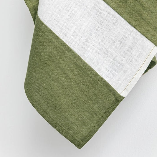 Zero-Waste Striped Linen T-Towel ~ Forest Green