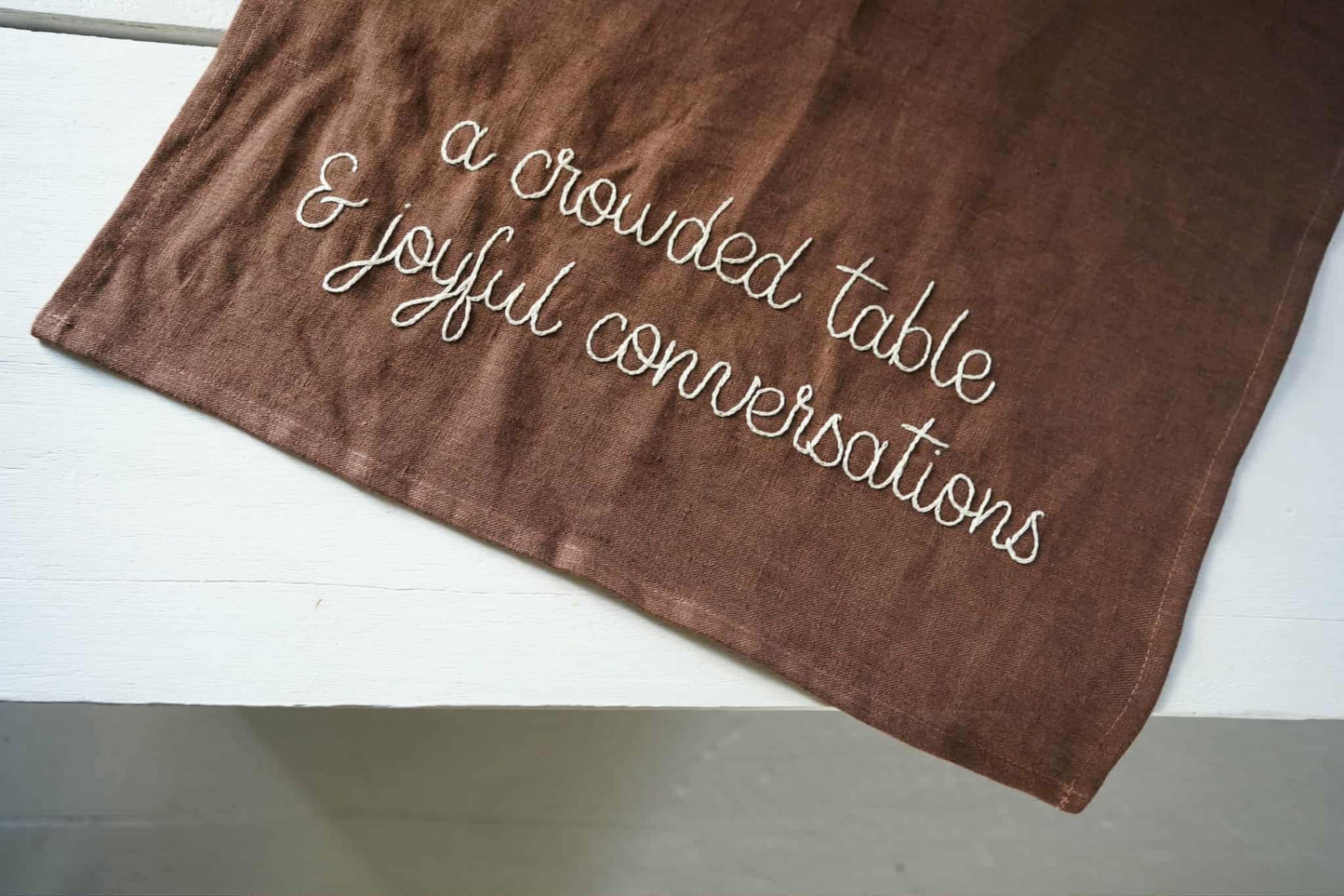 Chocolate Table Runner: A crowded table..