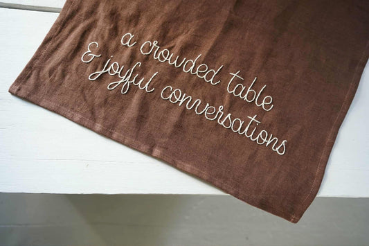 Chocolate Table Runner: A crowded table..